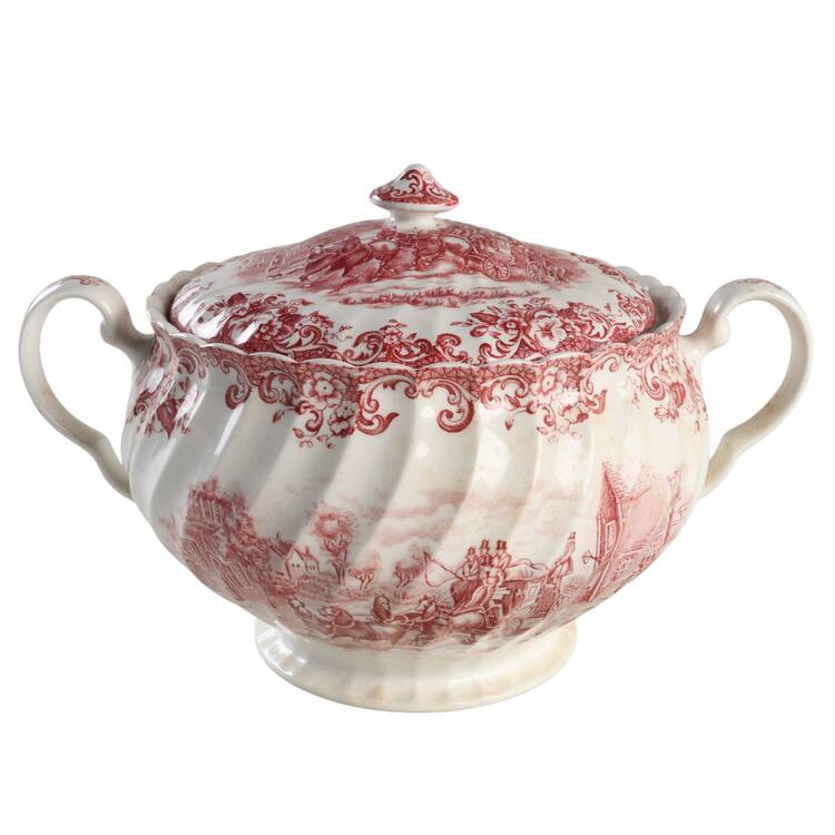 Coaching Scenes Pink Tureen &  Lid by Johnson Brothers