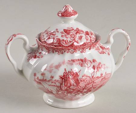 Coaching Scenes Pink Mini Sugar Bowl & Lid