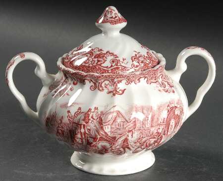 Coaching Scenes Pink Sugar Bowl & Lid