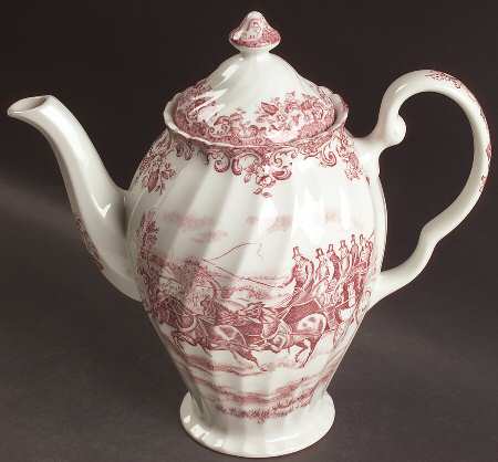 Coaching Scenes Pink Coffee Pot & Lid