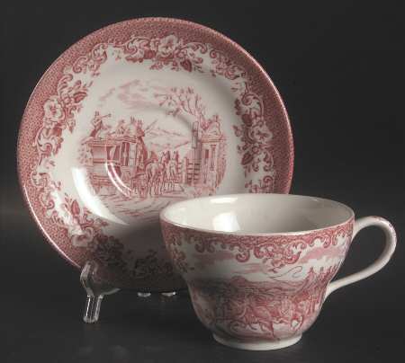 Coaching Scenes Pink Jumbo Cup & Saucer Set
