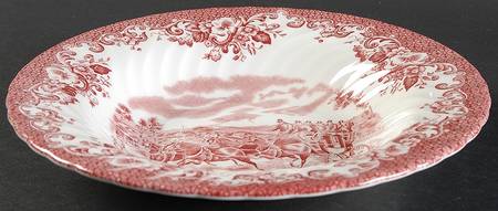 Coaching Scenes Pink Rim Soup Bowl