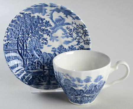 Cotswold Blue Flat Cup & Saucer Set