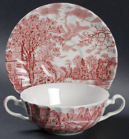 Cotswold Pink Flat Cream Soup Bowl & Saucer Set