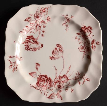 Day In June Burgundy Square Salad Plate