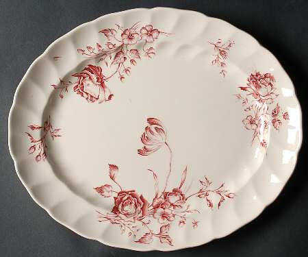 Day In June Burgundy 12" Oval Serving Platter