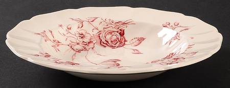 Day In June Burgundy Rim Soup Bowl