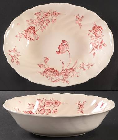 Day In June Burgundy 8" Oval Vegetable Bowl