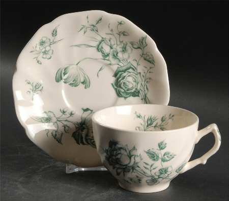 Day In June Green Flat Cup & Saucer Set