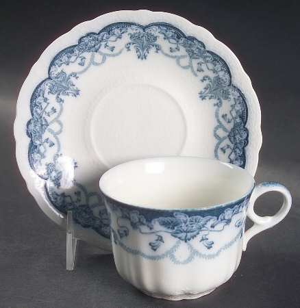Dartmouth Flow Blue Flat Cup & Saucer Set