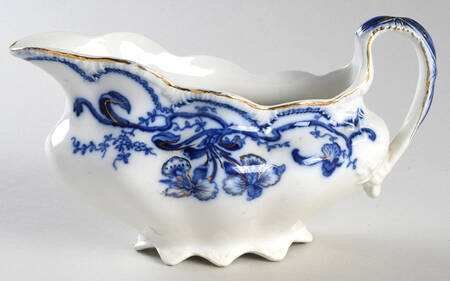 Delmonte (Flow Blue, Gold Accent) Gravy Boat