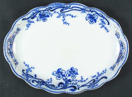 Delmonte (Flow Blue, Gold Accent) 12" Oval Serving Platter