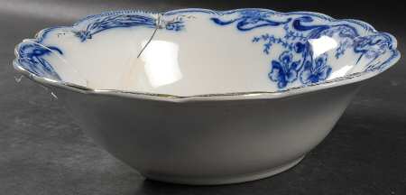 Delmonte (Flow Blue, Gold Accent) 9" Round Vegetable Bowl