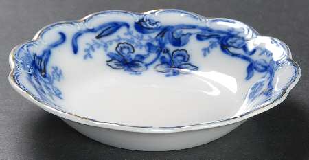 Delmonte (Flow Blue, Gold Accent) Fruit/Dessert (Sauce) Bowl