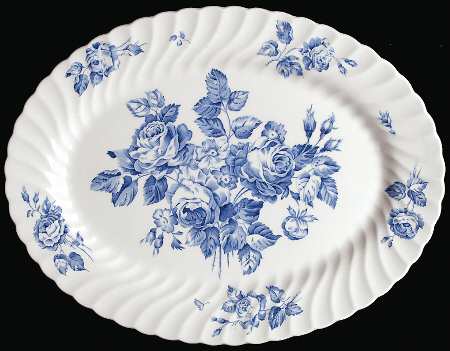 Devon Sprays Blue 14" Oval Serving Platter