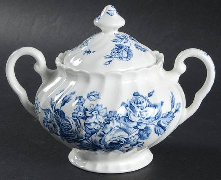 Devon Sprays Blue Sugar Bowl & Lid