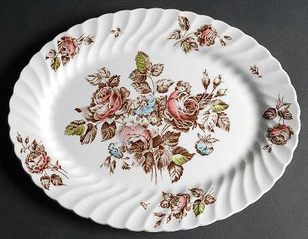 Devon Sprays Brown Multicolor 12" Oval Serving Platter