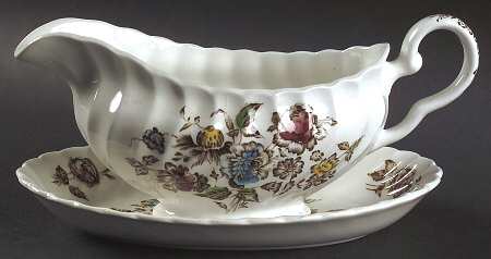 Devon Sprays Brown Multicolor Gravy Boat & Underplate/Relish