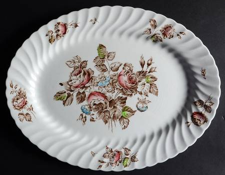 Devon Sprays Brown Multicolor 15" Oval Serving Platter