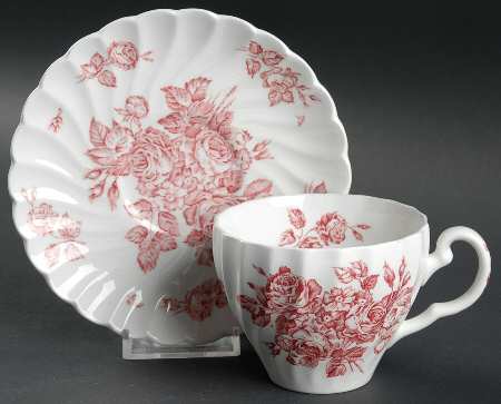 Devon Sprays Pink Flat Cup & Saucer Set
