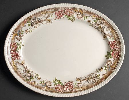 Devonshire Brown Multicolor 16" Oval Serving Platter
