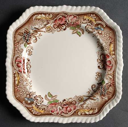 Devonshire Brown Multicolor Square Salad Plate