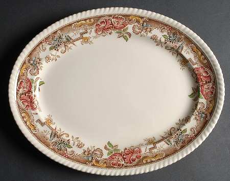 Devonshire Brown Multicolor 14" Oval Serving Platter