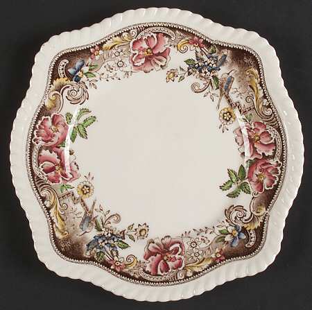 Devonshire Brown Multicolor Square Salad Plate