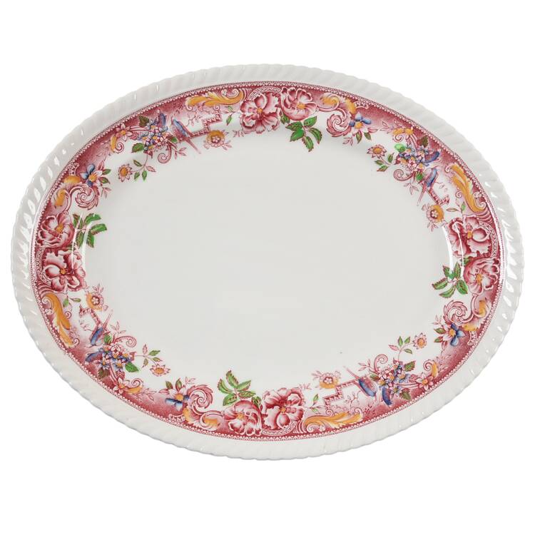 Devonshire Red Multicolor 12" Oval Serving Platter