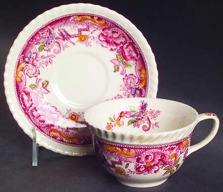 Devonshire Red Multicolor Flat Cup & Saucer Set