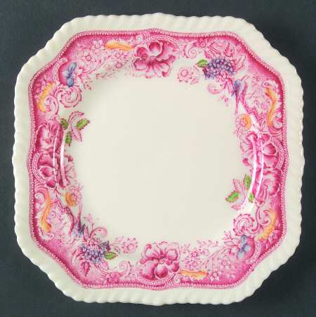 Devonshire Red Multicolor Square Salad Plate
