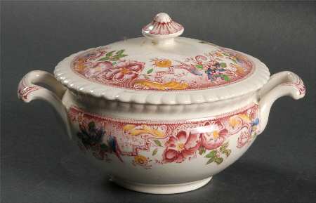 Devonshire Red Multicolor Sugar Bowl & Lid