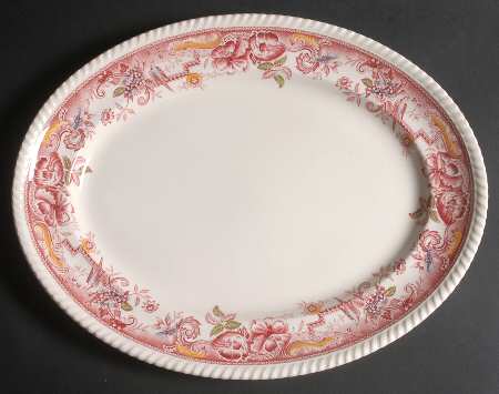Devonshire Red Multicolor 16" Oval Serving Platter