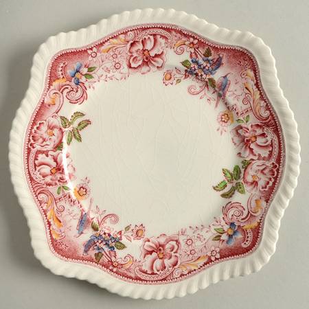 Devonshire Red Multicolor Square Salad Plate