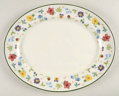Diamond Flowers 13" Oval Serving Platter