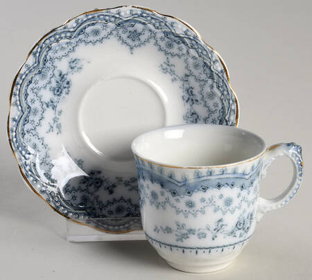 Dorothy (Blue Transfer, Gold Trim) Demitasse Cup & Saucer Set