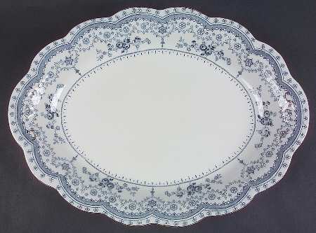 Dorothy (Blue Transfer, Gold Trim) 16" Oval Serving Platter