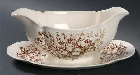Dover Brown Gravy Boat with Attached Underplate
