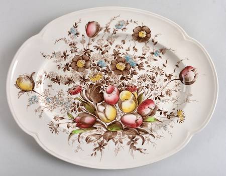 Dover Brown Multicolor 14" Oval Serving Platter