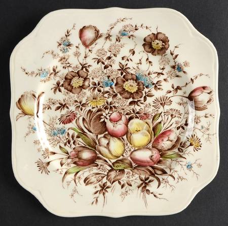 Dover Brown Multicolor Square Salad Plate