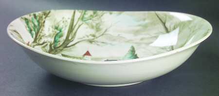 Dream Town Green Multicolor 9" Round Vegetable Bowl