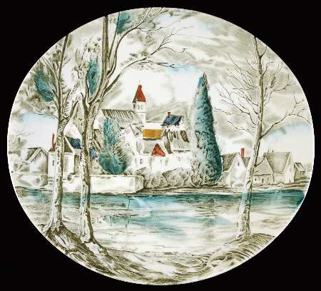 Dream Town Green Multicolor Luncheon Plate