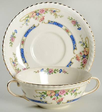 Eastbourne (Old English) Flat Cream Soup Bowl & Saucer Set