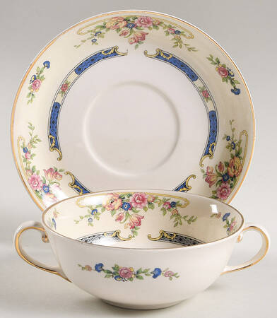 Eastbourne (Pareek) Flat Cream Soup Bowl & Saucer Set by Johnson Brothers