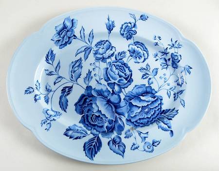 Elizabeth Blue (Blue Background) 15" Oval Serving Platter