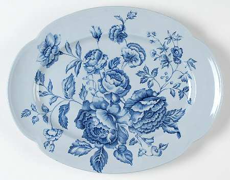 Elizabeth Blue (Blue Background) 12" Oval Serving Platter