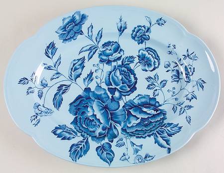 Elizabeth Blue (Blue Background) 14" Oval Serving Platter