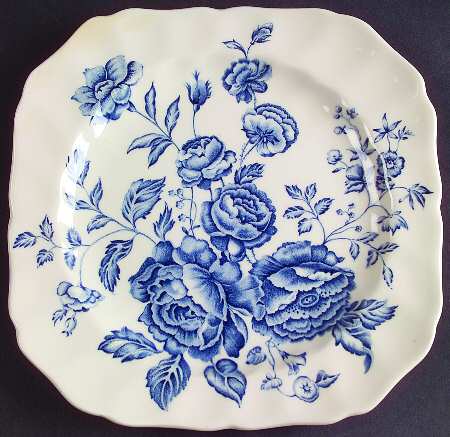 Elizabeth Blue (White Background) Square Salad Plate