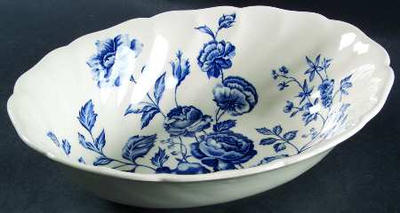 Elizabeth Blue (White Background) 8" Oval Vegetable Bowl