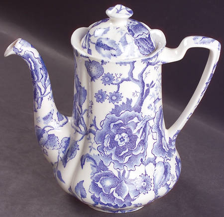 English Chippendale Blue Small Coffee Pot & Lid